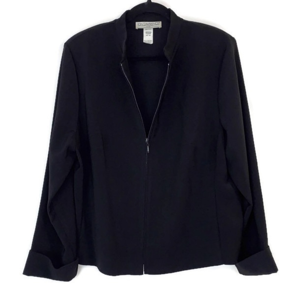 Jon Lawrence Ltd. Zip Front Mock Neck Blazer w/ Shoulder Pads